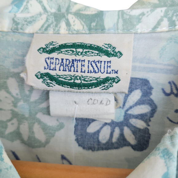 Vintage Separate Issue Beach Tropical Patterned Button Down Shirt M - Picture 8 of 10